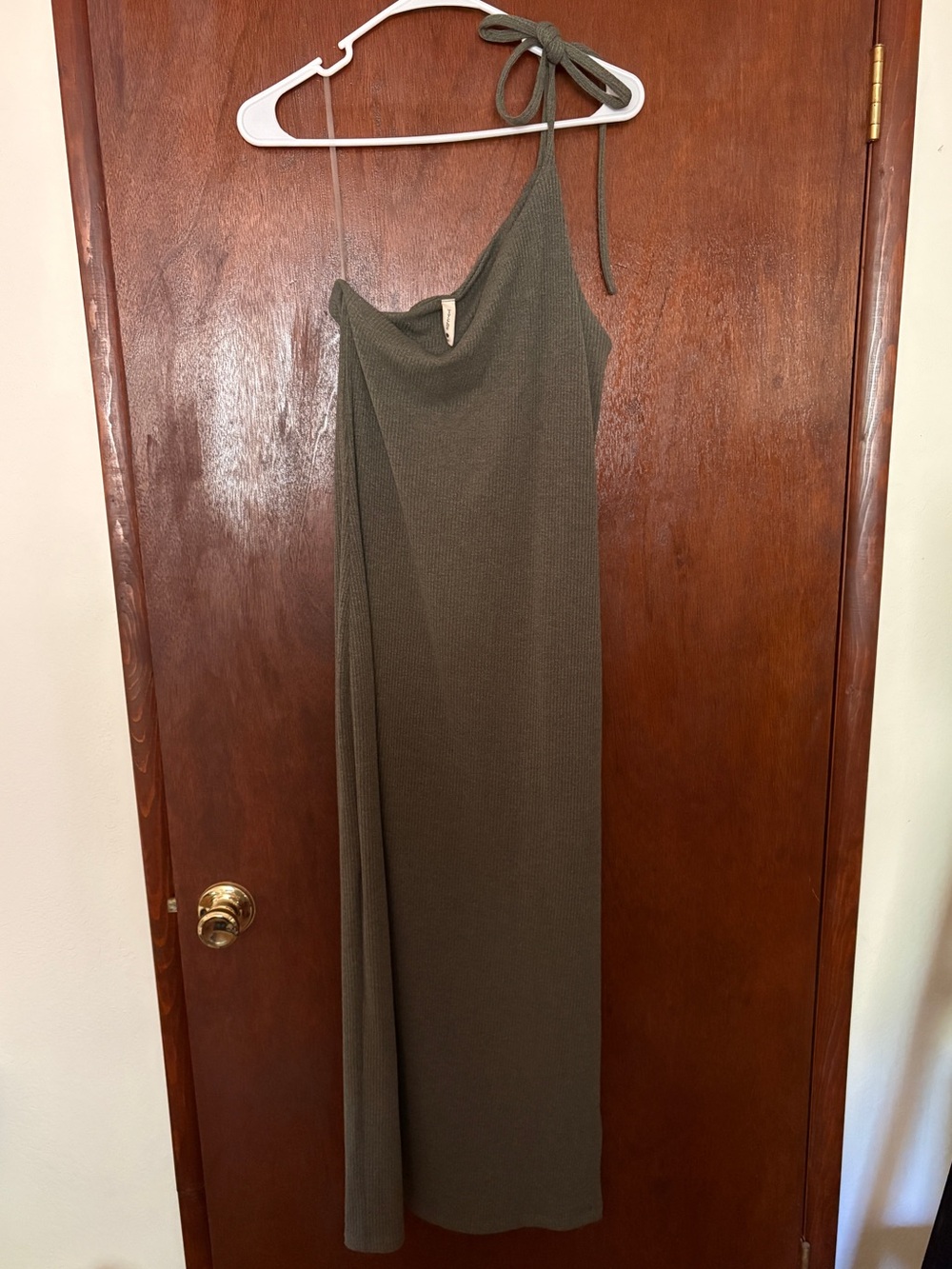 VICI Olive One-Shoulder Maxi Sweater Dress